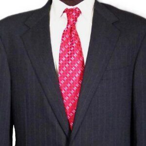 H. Freeman & Son Dark Charcoal Gray Wool Pinstripe Suit 42